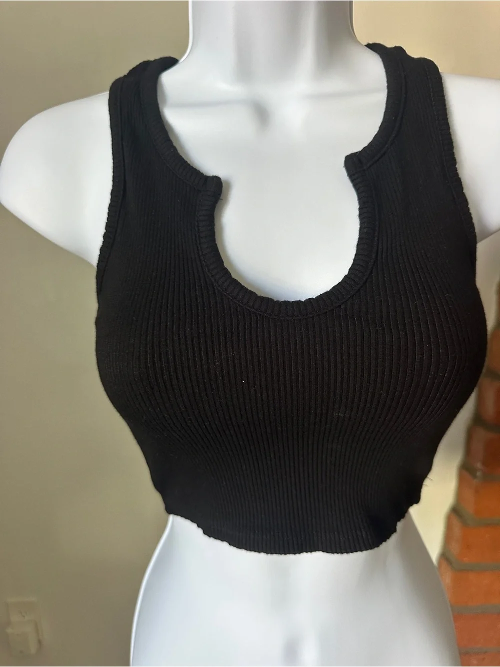 JLUXLABEL Black Ribbed Notch-Neck Too - Picture 4 of 4